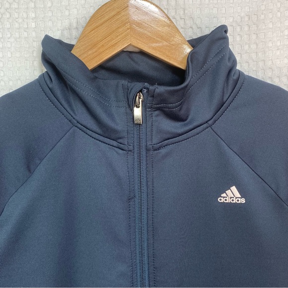 Adidas Climalite Full Zip Mock Neck Navy Track Sweater Jacket; Women’s Sz Medium - Picture 4 of 14